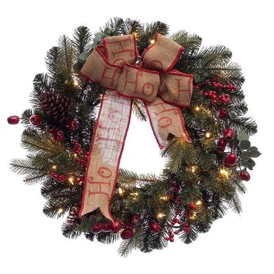A & L Puleo International 30 inch Prelit Decorated Wreath with 70 Clear Incandescent Lights