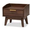 Baxton Studio Lena 17" Wide Walnut Brown 1-Drawer Nightstand view 1