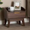 Baxton Studio Lena 17" Wide Walnut Brown 1-Drawer Nightstand view 2