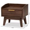 Baxton Studio Lena 17" Wide Walnut Brown 1-Drawer Nightstand view 3