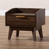 Baxton Studio Lena 17" Wide Walnut Brown 1-Drawer Nightstand view 4