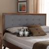Baxton Studio Sarine Mid-Century Modern Light Grey Fabric Upholstered Walnut Brown Finished Wood Full Size Headboard view 1