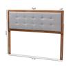 Baxton Studio Sarine Mid-Century Modern Light Grey Fabric Upholstered Walnut Brown Finished Wood Full Size Headboard view 2