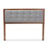 Baxton Studio Sarine Mid-Century Modern Light Grey Fabric Upholstered Walnut Brown Finished Wood Full Size Headboard view 4