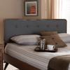 Baxton Studio Palina Mid-Century Modern Dark Grey Fabric Upholstered Walnut Brown Finished Wood Full Size Headboard view 1