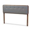 Baxton Studio Palina Mid-Century Modern Dark Grey Fabric Upholstered Walnut Brown Finished Wood Full Size Headboard view 3