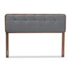Baxton Studio Palina Mid-Century Modern Dark Grey Fabric Upholstered Walnut Brown Finished Wood Full Size Headboard view 4