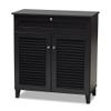 Baxton Studio Coolidge Modern and Contemporary Dark Grey Finished 4-Shelf Wood Shoe Storage Cabinet with Drawer view 1