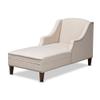 Baxton Studio Leonie Modern and Contemporary Beige Fabric Upholstered Wenge Brown Finished Chaise Lounge view 1