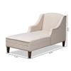 Baxton Studio Leonie Modern and Contemporary Beige Fabric Upholstered Wenge Brown Finished Chaise Lounge view 3