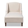 Baxton Studio Leonie Modern and Contemporary Beige Fabric Upholstered Wenge Brown Finished Chaise Lounge view 4