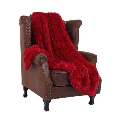 79x90inch Plush Wine Red Throw Blanket Cozy Warm Faux Fur Blanket Large Size Bed Couch Sofa Decorative Throw Blanket Luxury Blanket