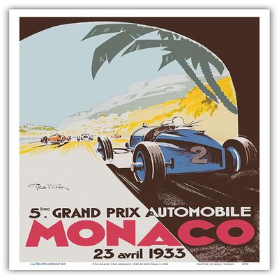 5th Grand Prix Monaco 1933 - Auto Racing Poster Print