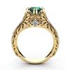 Bansriracha14K Gold Diamond Emerald Wedding Ring Jewelry Ornament Etoile Anillos Diamond Bizuteria for Women Emerald Jade 14K Gemstone Ring (7) view 3