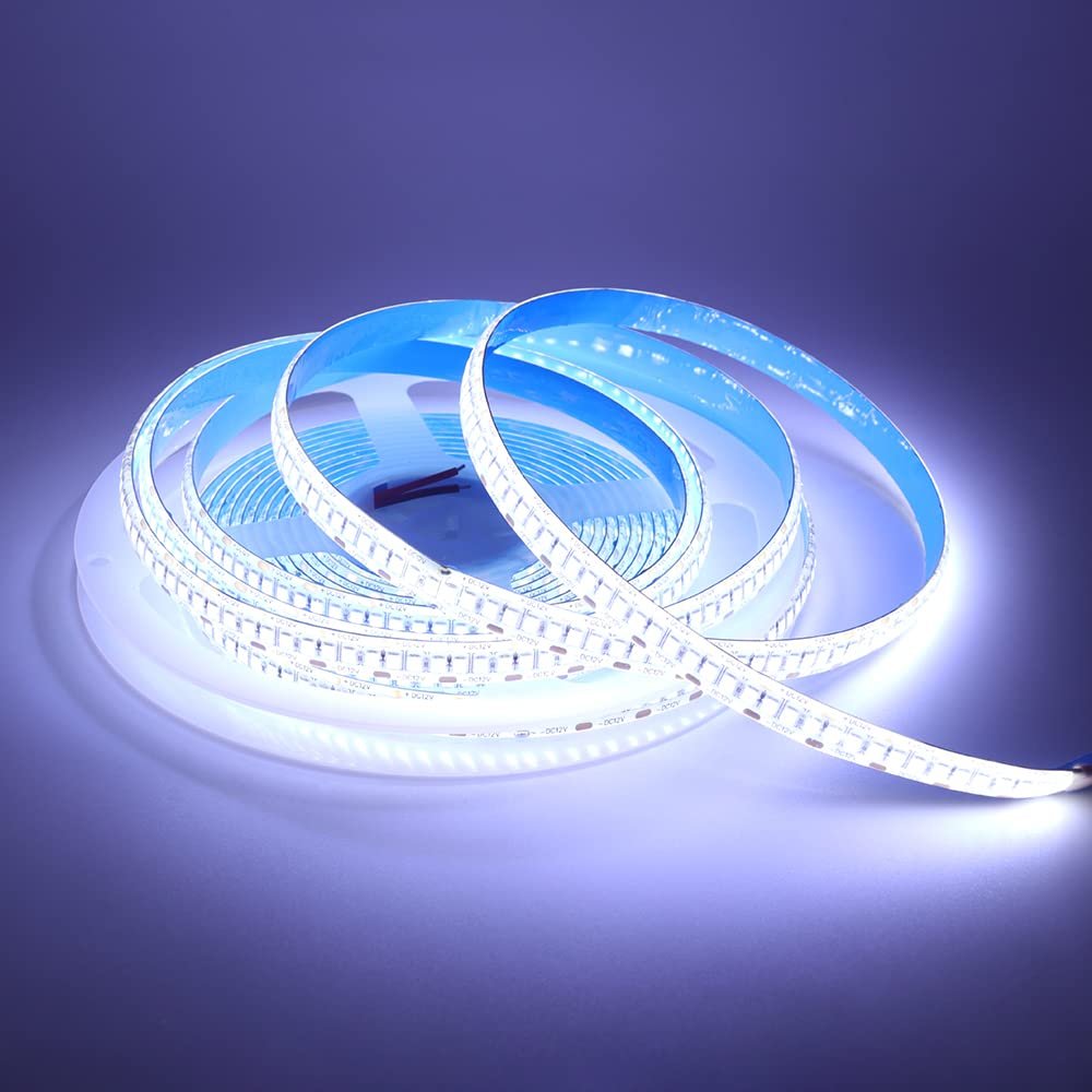 XUNATA Strip Lights, Waterproof IP65 SMD 2835 LED Strip, DC12V 1200LEDs 16.4Ft 20-22Lm/LED High Density LED Light, 3 Times Brightness Than SMD3528 LED Strip, Daylight White 6500K