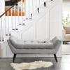 Apeaka Velvet Upholstered Tufted Ottoman Bench Bed Bench Modern Accent Bench for Entryway Bedroom Living Room Gray with Wood Legs view 3