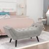 Apeaka Velvet Upholstered Tufted Ottoman Bench Bed Bench Modern Accent Bench for Entryway Bedroom Living Room Gray with Wood Legs view 4