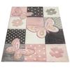 Kids Room Rug Pastel Colors Butterflies Check Pattern Spots Flowers Colourful, Size:2'8" x 4'11" view 4