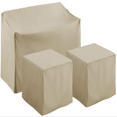 Crosley Furniture Patio Furniture Covers, Waterproof 3-Piece Cover Set for Outdoor Sectional Sofa Sets, Tan