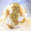 Abbie Home Advanced Customization Romantic Bride Wedding Holding Toss Bouquet Creamy White Rose Brooch with Pearls and Rhinestone Decorative brooches Accessories-(Champagne + White + Ivory) view 1