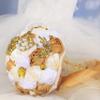Abbie Home Advanced Customization Romantic Bride Wedding Holding Toss Bouquet Creamy White Rose Brooch with Pearls and Rhinestone Decorative brooches Accessories-(Champagne + White + Ivory) view 4