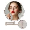 OVENTE 9" Wall Mounted Makeup Mirror with 1X/10X Magnification, Double Sided Magnifying Round Bathroom Vanity Mirror, 360 Swivel Design, Extendable and Folding Arm, Nickel Brushed MNLFW90BR1X10X view 1