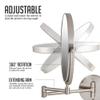 OVENTE 9" Wall Mounted Makeup Mirror with 1X/10X Magnification, Double Sided Magnifying Round Bathroom Vanity Mirror, 360 Swivel Design, Extendable and Folding Arm, Nickel Brushed MNLFW90BR1X10X view 3