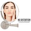 OVENTE 9" Wall Mounted Makeup Mirror with 1X/10X Magnification, Double Sided Magnifying Round Bathroom Vanity Mirror, 360 Swivel Design, Extendable and Folding Arm, Nickel Brushed MNLFW90BR1X10X view 4