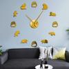 The Geeky Days Black Bear Family Silhouette Wall Art Acrylic Stickers Silent Quartz Big Wall Clock Woodland Nursery Decor Frameless Giant Wall Watch Animal Lover Decor (Gold) view 1