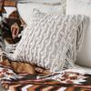 18'' Handwoven Macrame Rope Throw Pillow Cover Case Tassel Knitted Decorative Square Cushion Case Pillowcase for Sofa Bedroom Car Couch Chair,Bohemian Style Home Decor (E 18x18'') view 4