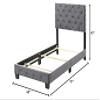Glory Furniture Suffolk Velvet Upholstered Twin Bed in Gray view 3