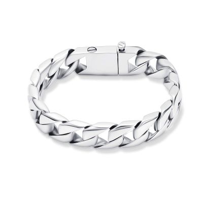 shajwo Cremation Urn Bracelet for Human Ashes for Men, Silver Cuban Link Bracelet Cremation Jewelry for Ashes Urn Keepsake Memorial Ash Holder Bracelet,Silver 20cm