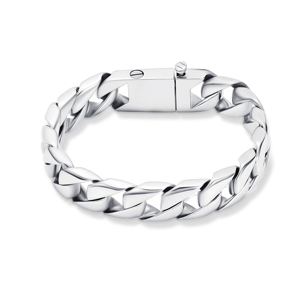 shajwo Cremation Urn Bracelet for Human Ashes for Men, Silver Cuban Link Bracelet Cremation Jewelry for Ashes Urn Keepsake Memorial Ash Holder Bracelet,Silver 20cm