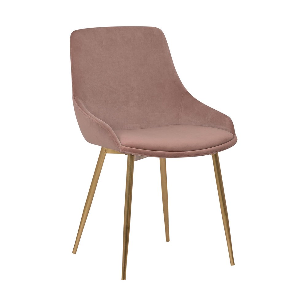 Armen Living Heidi Contemporary Fabric Dining Room Accent Chair, 18.5" Height, Velvet, Blush