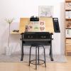 Yaheetech Height Adjustable Drafting Table Drawing Table Artist Desk Tilting Tabletop Art Craft Desk Watercolor Paintings Sketching Work Station w/2 Storage Drawers and Stool for Home Office view 4