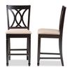 Baxton Studio Reneau Modern and Contemporary Sand Fabric Upholstered Espresso Brown Finished Wood Counter Height Pub Chair Set of 2 view 1