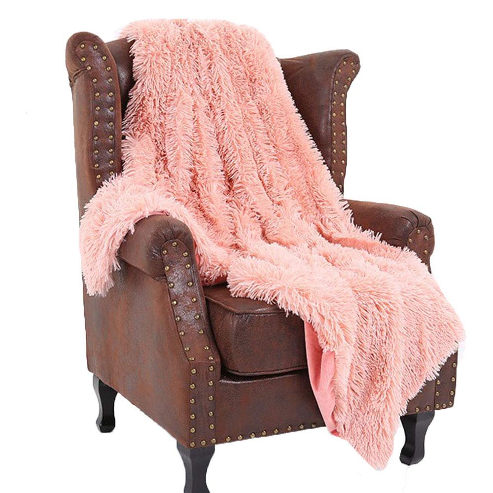 79x90inch Plush Throw Blanket Cozy Warm Blush Pink Faux Fur Blanket Large Size Bed Couch Sofa Decorative Throw Blanket Luxury Blanket