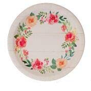 Baxter Distributing Shiplap Chic Country Glam Party Decorations, White Shiplap Printed with Floral 10 Inch Round Paper Plates, Box of 96