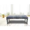 LR Home Blue Upholstered Bench for Bedroom End of Bed | Modern Distressed Accent Bench for Living Room, Entryway, or Hallway | 47" L x 16" W x 18" H view 2