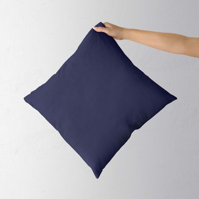 Saffron Decorative Cushion Cover Cotton Plain Solid Bed Throw Pillowcase Removable Cover, Insert Not Included (Navy Blue, 30x30)