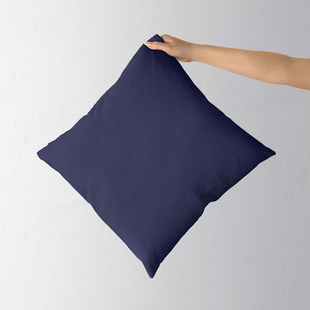 Saffron Decorative Cushion Cover Cotton Plain Solid Bed Throw Pillowcase Removable Cover, Insert Not Included (Navy Blue, 30x30)