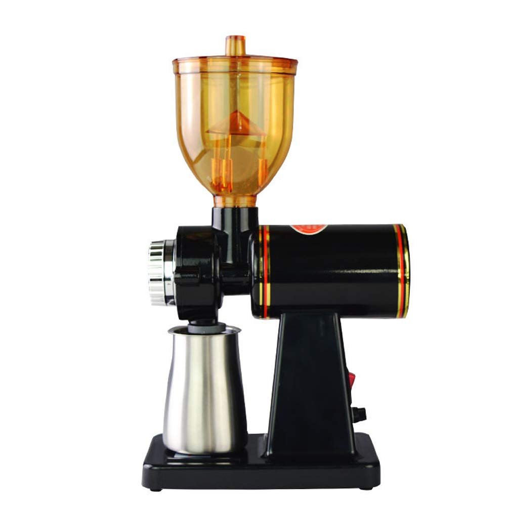 AnEssOil Electric grinder multi-function commercial coffee grinder anti-jump bean 8 gear thickness adjustment (Black,Upgrade)