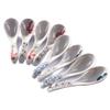 8-Piece Ceramic Soup Spoon Set - 5.7 Inch Small Chinese Rice Spoons with Assorted Floral Motifs - Hand-Painted Style Porcelain Spoons for Soup, Ramen, Dessert and Pho - Microwave & Dishwasher Safe view 1