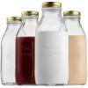 Bormioli Rocco Quattro Stagioni Glass Milk Bottle 33.75 Ounce/1 Liter with Airtight Lid, Great For Kombucha Brewing Bottle, Beer, Homemade Juicing, Smoothies, Beverages, Durable Construction. (4 Pack) view 1