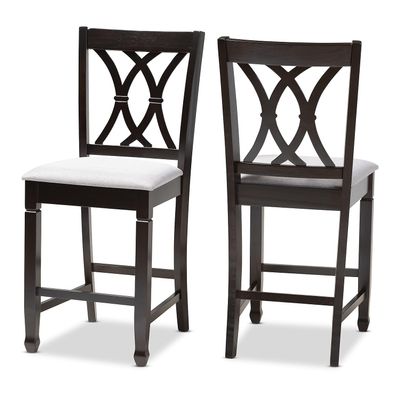 Baxton Studio Reneau Contemporary Fabric Cut-Out Back Counter Stool, Gray and Espresso, 2-Pieces/Set