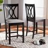 Baxton Studio Reneau Contemporary Fabric Cut-Out Back Counter Stool, Gray and Espresso, 2-Pieces/Set view 2