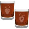 2 Piece Glass Set Engraved with Antler and Shield P-Letter Monogram, 13.5-Ounce view 1