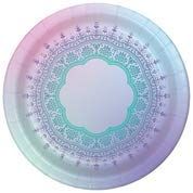 Boho Design Party Decorations, Bohemian Tapestry Theme Printed 9 Inch Round Plates, Box of 96