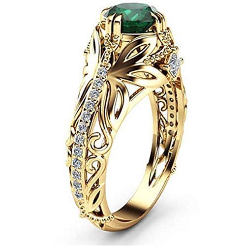 Bansriracha14K Gold Diamond Emerald Wedding Ring Jewelry Ornament Etoile Anillos Diamond Bizuteria for Women Emerald Jade 14K Gemstone Ring (10)