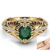Bansriracha14K Gold Diamond Emerald Wedding Ring Jewelry Ornament Etoile Anillos Diamond Bizuteria for Women Emerald Jade 14K Gemstone Ring (10) view 4